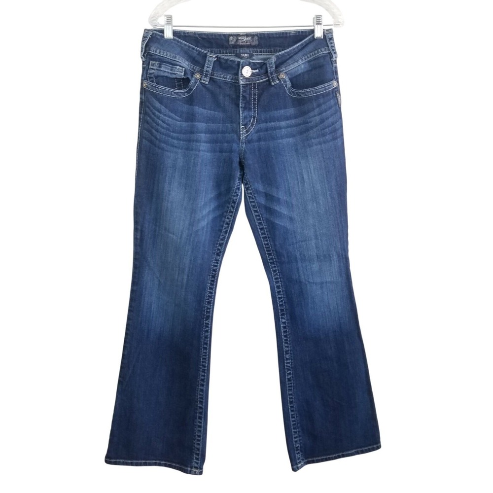 Silver Jeans Womens Blue Suki Mid Rise Bootcut Jeans 32x32 Western Dark Wash